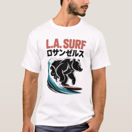 Camiseta Oso de surf de L.A. tipografía japonesa