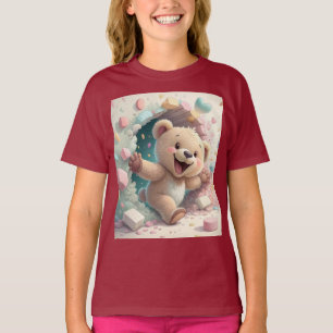 Camiseta Oso De Teddy Cutáneo Rompiendo Por La Pared   Sala