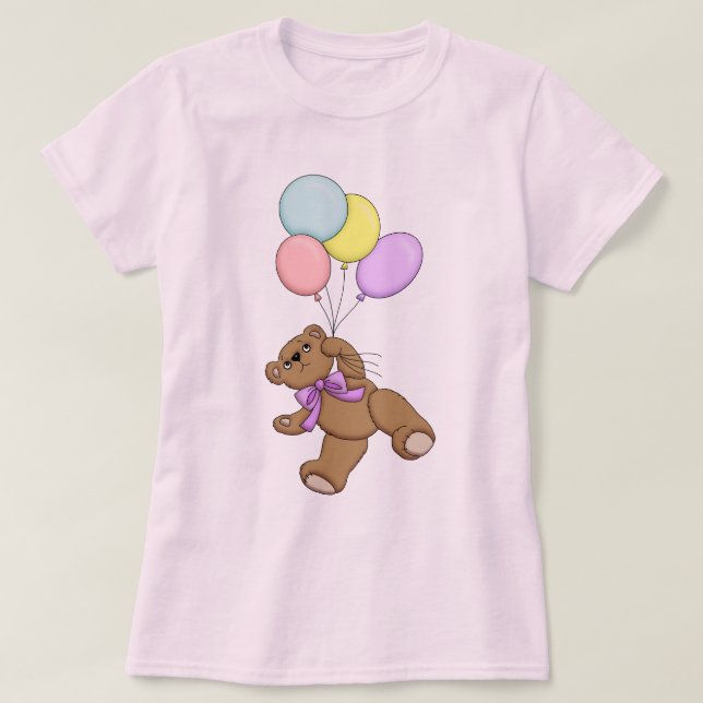 Camiseta Oso de Teddy y globos (Diseño del anverso)