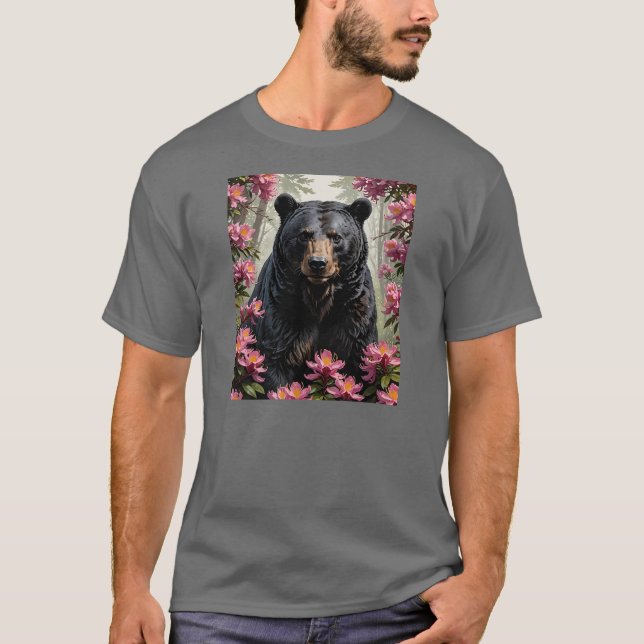 Camiseta Oso de Virginia Occidental y Rhododendros (Anverso)