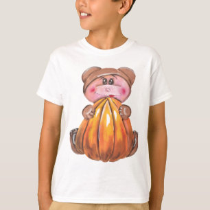 Camiseta Oso del bebé de Halloween con la calabaza