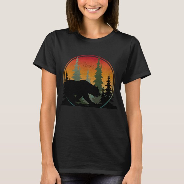 Camiseta Oso del bosque de la naturaleza del atardecer (Anverso)