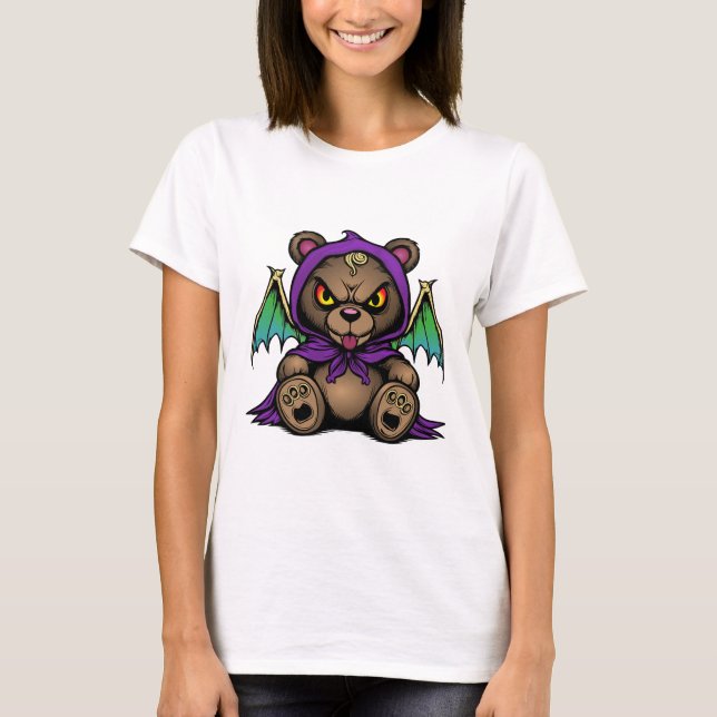 Camiseta Oso Demonio – Lindo pero Maldito" (Anverso)
