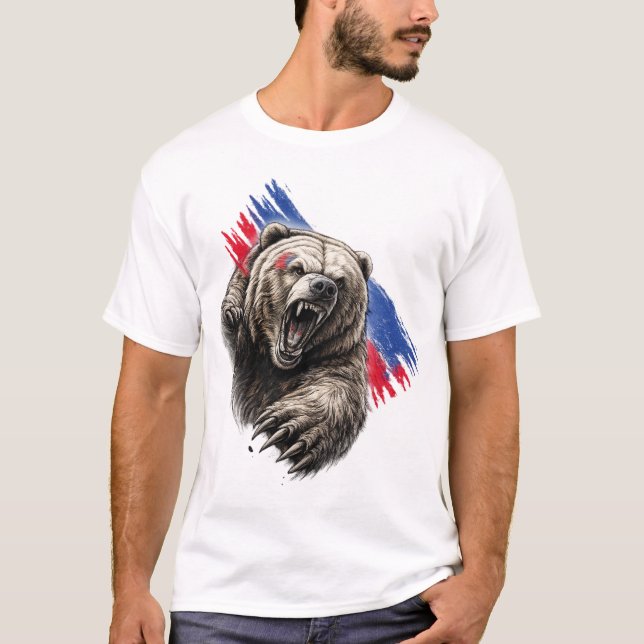 Camiseta Oso dinámico de pintura salpicada – Diseño artísti (Anverso)