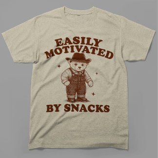 Camiseta Oso Divertido Fácilmente Motivado Por Bocadillos