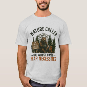Camiseta Oso Divertido Señal de Camping Naturaleza Llamada