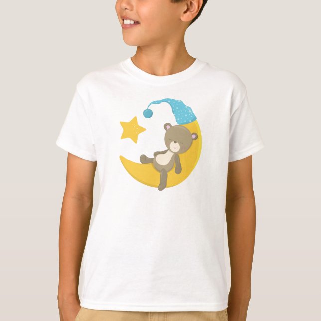 Camiseta Oso Durmiente, Oso Cubierto, Oso En La Luna (Anverso)
