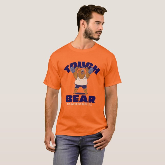 Camiseta Oso duro, la vida es mejor cuando te levantas (Anverso completo)