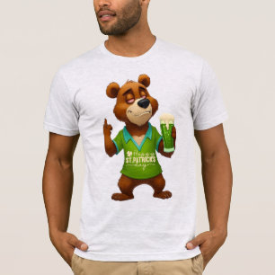 Camiseta Oso ebrio - Cerveza verde irlandesa masculina cita