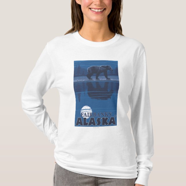 Camiseta Oso en claro de luna - Fairbanks, Alaska (Anverso)