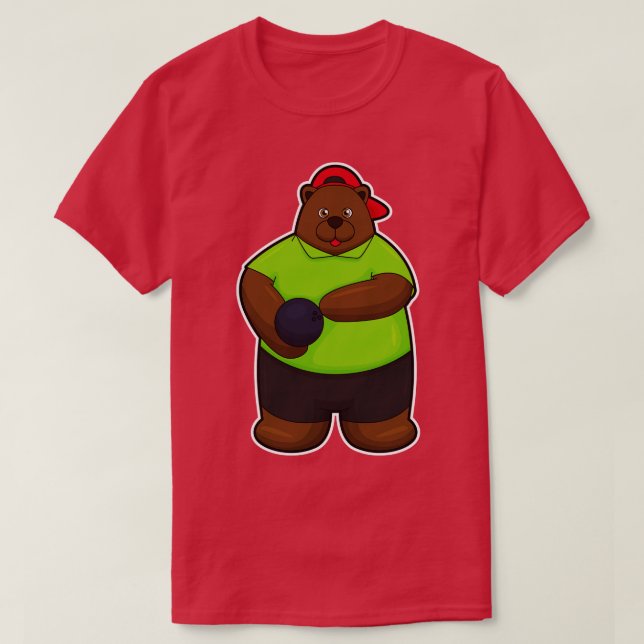 Camiseta Oso en el Bowling con bolas (Diseño del anverso)