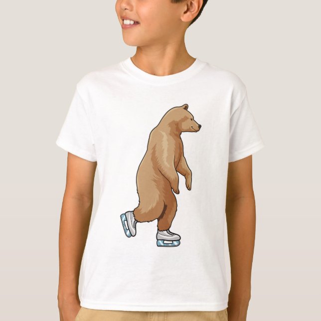 Camiseta Oso en patinaje sobre hielo con patines de hielo (Anverso)