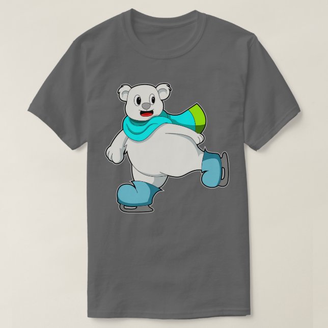 Camiseta Oso en patinaje sobre hielo con patines de hielo 2 (Diseño del anverso)