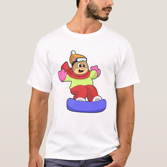 Camiseta Oso en Snowboard con Snowboard (Anverso)