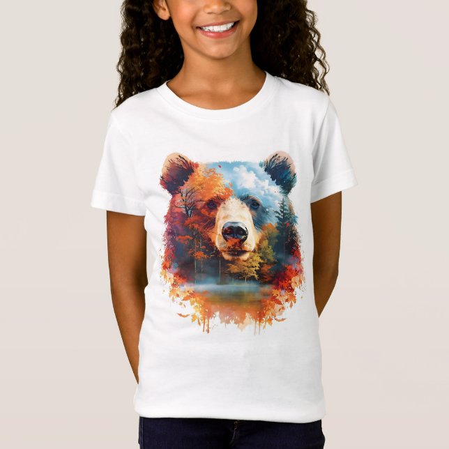 Camiseta Oso en un bosque otoñal (Anverso)