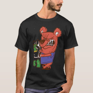Camiseta oso enojado contando dinero