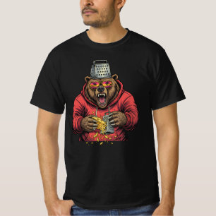 Camiseta Oso Enojado Rallando Queso con Sombrero Rallador d