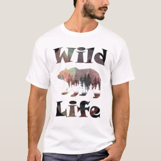 Camiseta Oso Errante Rústico Acuarela Vida Silvestre