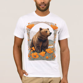 Camiseta Oso Extintivo De California Entre Los Poppies