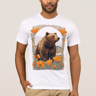 Camiseta Oso Extinto De California Entre Amapolas
