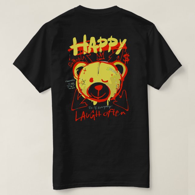 Camiseta Oso feliz al estilo del graffiti (Reverso del diseño)
