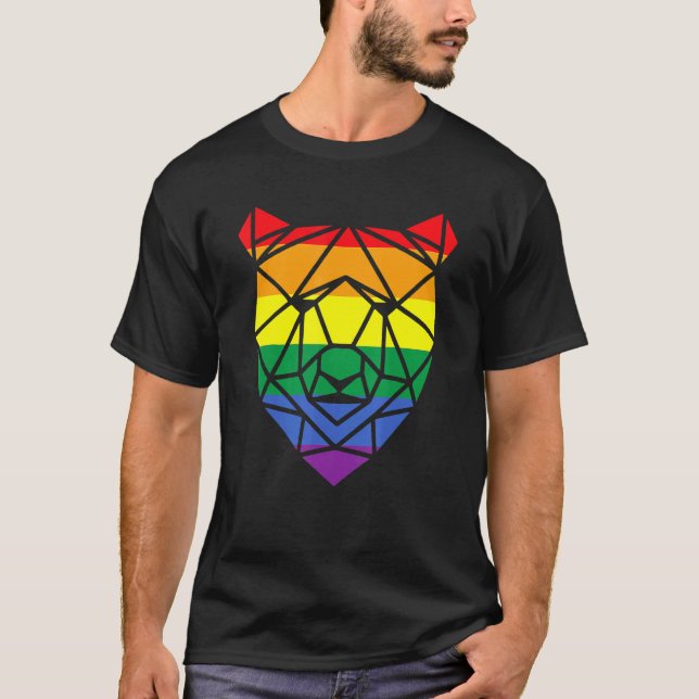 Camiseta Oso Geométrico Lgbt Papa Mens Fath Mes del Orgullo (Anverso)