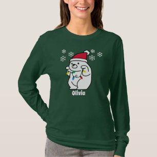 Camiseta Oso Gordo, Copos de Nieve,Luces de Navidad,Persona