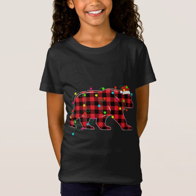 Camiseta Oso gracioso Árbol de Navidad Rojo Veces Animales  (Anverso)