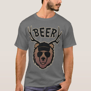 Camiseta Oso gracioso con Antlers de venado Premium gráfico
