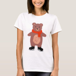 Camiseta Oso gracioso en patines de invierno