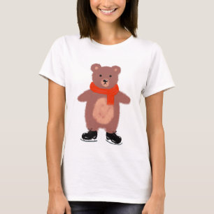 Camiseta Oso gracioso en patines de invierno