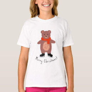 Camiseta Oso gracioso en patines de invierno