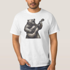 Camiseta Oso Gráfico Tocando Guitarra