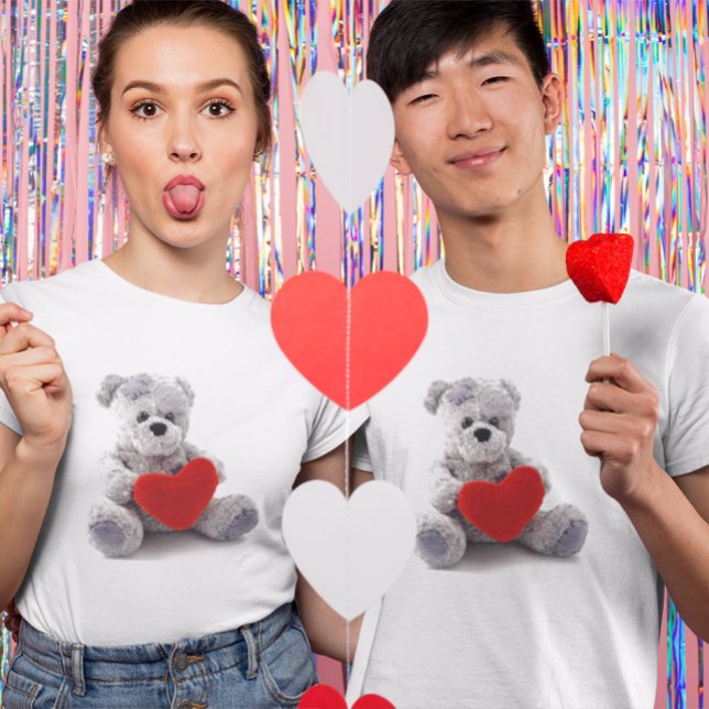 Camiseta Oso Gris Con Corazón (Grey Bear With Heart T-Shirt)