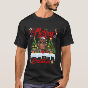 Camiseta Oso Grizzly Árbol de Navidad iluminando oso Santa