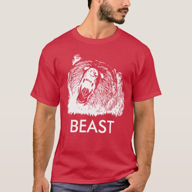 Camiseta Oso grizzly de rugido de la bestia (Anverso)