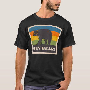 Camiseta Oso Grizzly Negro Divertido Hey Bear Senderismo Al
