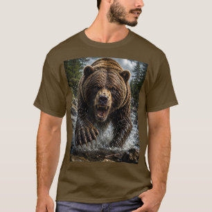 Camiseta Oso Grizzly Rugiente – 3D Hiperrealista