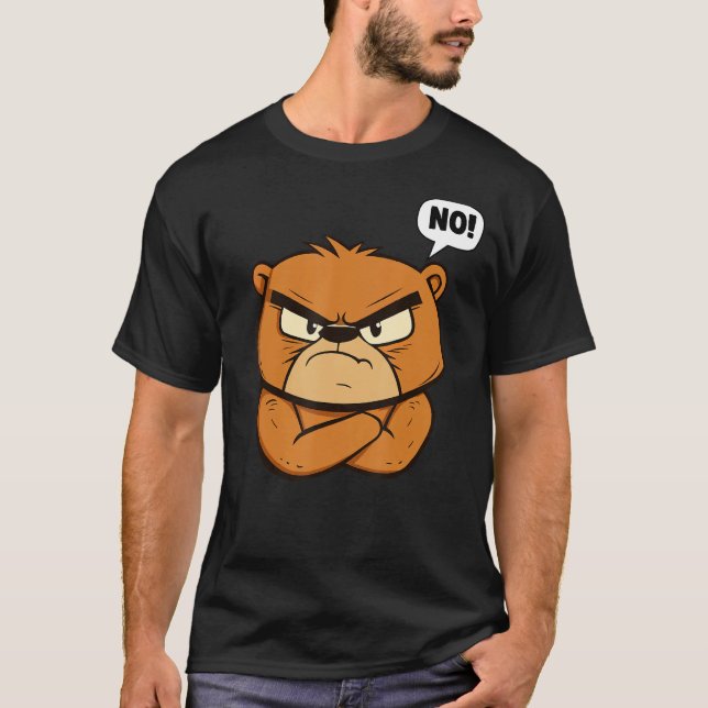 Camiseta Oso Grumpy gracioso - ¡No! (Anverso)