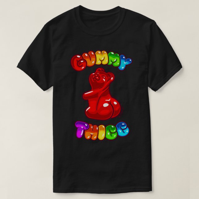 Camiseta Oso Gummy Gris Gris Rojo Gélido con Gran Butt (Diseño del anverso)
