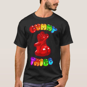 Camiseta Oso Gummy Gris Gris Rojo Gélido con Gran Butt