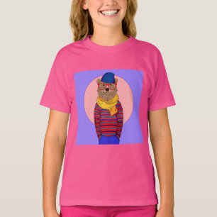 Camiseta Oso hipster suave a la luz de la luna