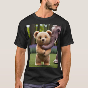 Camiseta Oso jugando con el tronco del elefante - un animal
