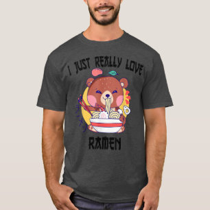 Camiseta Oso Kawaii come fideos animales japoneses