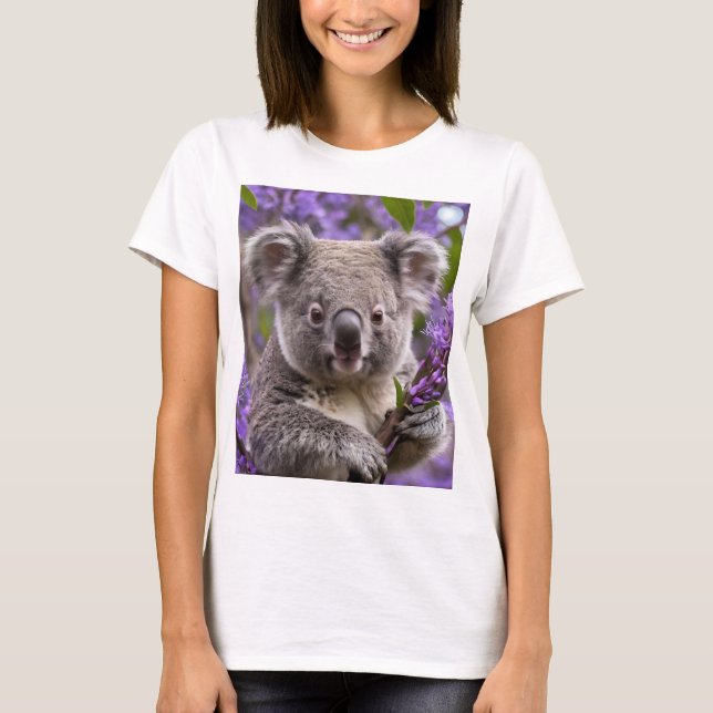 Camiseta Oso Koala En Árbol De Jacaranda, (Anverso)