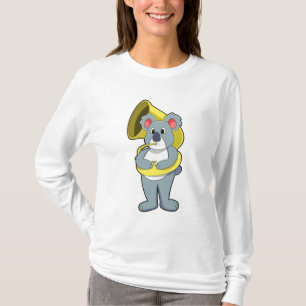 Camiseta Oso Koala en Música con saxofón. PNG