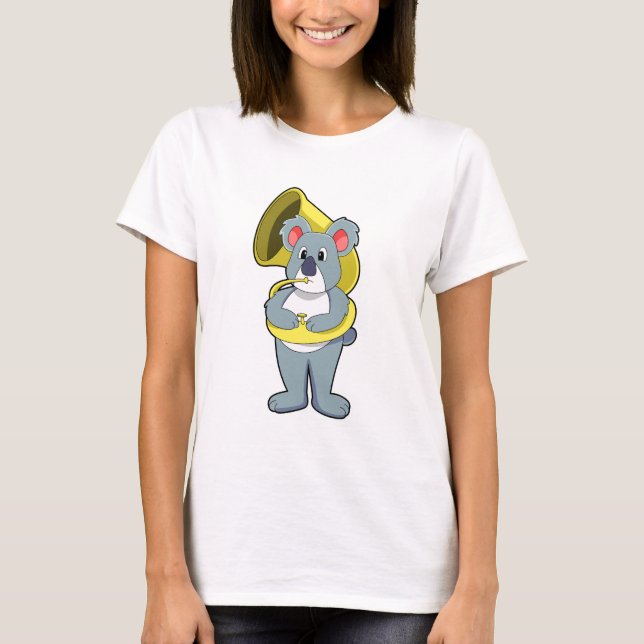Camiseta Oso Koala en Música con saxofón. PNG (Anverso)