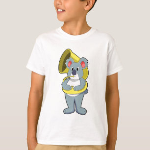 Camiseta Oso Koala en Música con saxofón. PNG