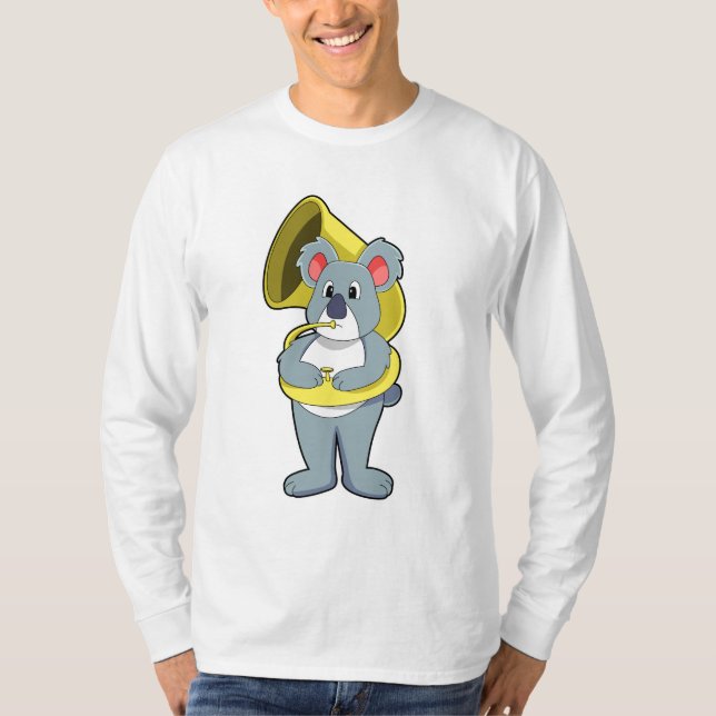 Camiseta Oso Koala en Música con saxofón. PNG (Anverso)