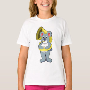Camiseta Oso Koala en Música con saxofón. PNG